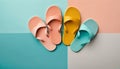 Flip flops on a bright background in summer concept with Generative AI Royalty Free Stock Photo