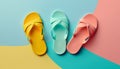 Flip flops on a bright background in summer concept with Generative AI Royalty Free Stock Photo