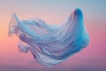 A floating white sheet ghost in the sky, minimal background, pink and blue gradient, night time, hyper realistic photography Royalty Free Stock Photo