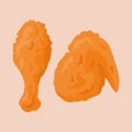 Illustration of flour-fried, crispy chicken