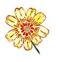 Illustration flower yellow with red spots painted colors