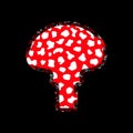 Illustration of fly agaric mushroom silhouette with red and white texture. Royalty Free Stock Photo