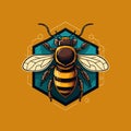 Flying honey bee bumblebee character logo mascot flat vector Royalty Free Stock Photo