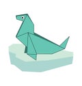 Illustration of folded paper models, seal on iceberg on white background. Vector illustration. Royalty Free Stock Photo