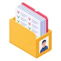 An illustration of a folder containing documents with checkmarks, indicating organized information Royalty Free Stock Photo