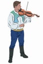 Illustration of folklore violinist, vector draw