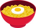 illustration of food icons, a bowl of noodles and boiled eggs Royalty Free Stock Photo