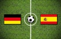 Illustration of a football with the flags of Germany and Spain