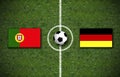 Illustration of a football with the flags of Portugal and Germany