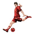 Soccer player wearing red uniform, vector image