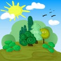 Illustration of forest edge for children.