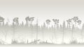 Illustration of forest with grass swamp and deadwood. Royalty Free Stock Photo