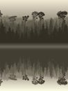 Illustration of forest with its reflection in water. Royalty Free Stock Photo