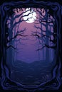 an illustration of a forest at night with a full moon in the background Royalty Free Stock Photo