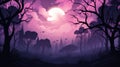 an illustration of a forest at night with a full moon in the background Royalty Free Stock Photo