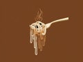 Steaming Spaghetti on Fork Illustration Royalty Free Stock Photo