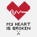 An illustration in the form of a pixelated broken heart