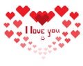 An illustration in the form of a pixelated hearts with the inscription I love you and smiley Royalty Free Stock Photo