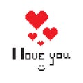 An illustration in the form of a pixelated hearts with the inscription I love you and smiley Royalty Free Stock Photo