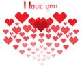 An illustration in the form of a pixelated hearts with the inscription I love you and smiley Royalty Free Stock Photo