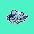 Illustration of a formidable octopus on a blue background.