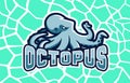 Illustration of a formidable octopus on a blue background.