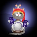 illustration of fortune teller cat Royalty Free Stock Photo
