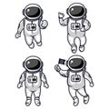 Illustration of four cute astronauts Royalty Free Stock Photo