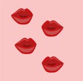 illustration of four drawings of red lips