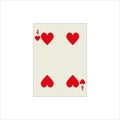 Illustration of a four of hearts card isolated on a white background