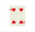 Illustration of a four of hearts isolated on a white background