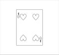 Illustration of four of hearts playing card isolated on a white background