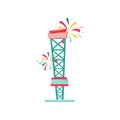 Free fall or drop tower. Extreme funfair attraction. Equipment of amusement park. Flat vector design Royalty Free Stock Photo
