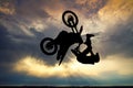 Freestyle motorcross at sunset