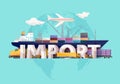 Illustration with freight transport and big letters