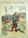 Old illustration of a French foot soldier