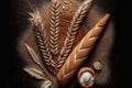 illustration of fresh baked bread with ears of wheat Royalty Free Stock Photo