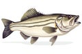 Illustration of a fresh bass fish isolated on a white background