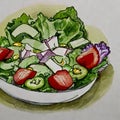 Illustration of a fresh mixed salad