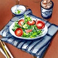 Illustration of a fresh mixed salad