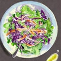 Illustration of a fresh mixed salad