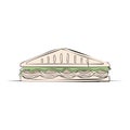 Illustration of Fresh Triangle Sandwich with Green Lettuce and Savory Slices Royalty Free Stock Photo