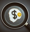 Illustration Of A Fried Egg In A Frying Pan Shaped As Dollar Symbol