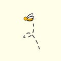 Illustration of a Friendly Cute Bee Flying and Smiling