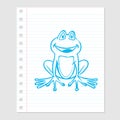 Illustration of Frog Cartoon on paper sheet -Vector illustration