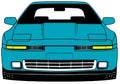 Illustration of front part old japanese car on blue background