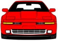 Illustration of front part old japanese red car on white background