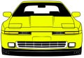 Illustration of front part old japanese yellow car on white background