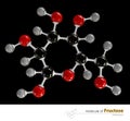 Illustration of Fructose Molecule isolated black background