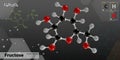 Illustration of Fructose Molecule isolated dark background Royalty Free Stock Photo